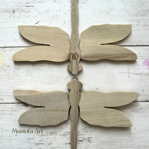 Unpainted Wooden Dragonfly by Mustofa Art