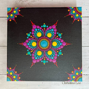Rainbow Tutorial Mandala Wrap on 8" x 8" x 2" Canvas