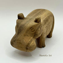 Load image into Gallery viewer, Unpainted Wooden House Hippo Figurines Hand Carved by Mustofa Art
