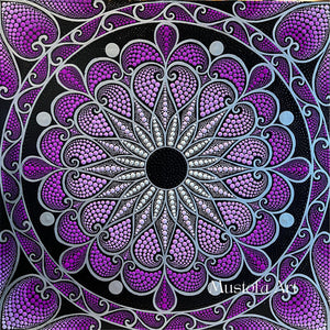 Purple 16" x 16" Mandala Canvas Painting Mustofa Art