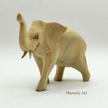 Load image into Gallery viewer, Canadian Unpainted Wooden Elephant Figurines Hand Carved by Mustofa Art
