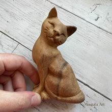 Load image into Gallery viewer, Unpainted Wooden Cat Figurines Hand Carved by Mustofa Art
