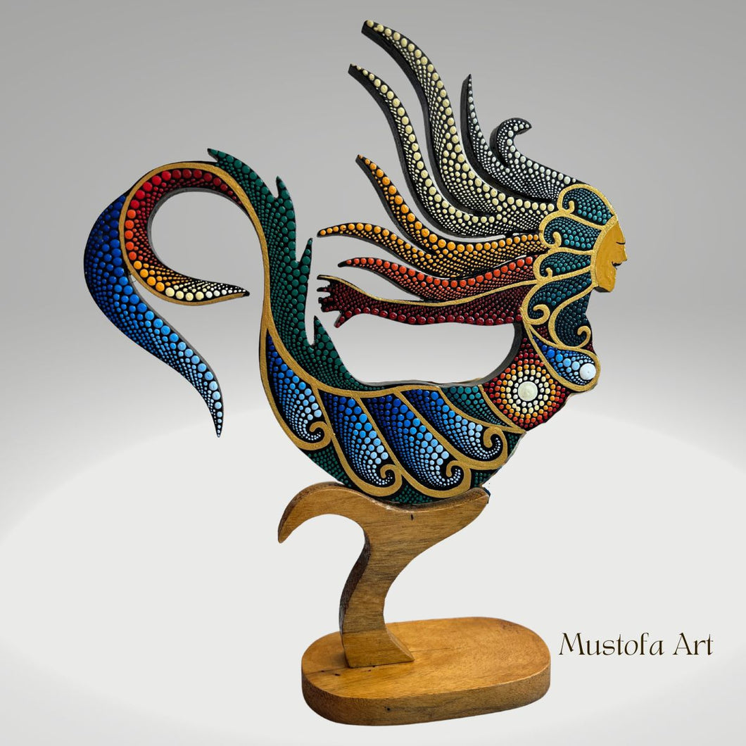 Standing Mermaid Carved and Painted by Mustofa Art