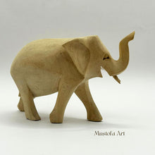 Load image into Gallery viewer, Canadian Unpainted Wooden Elephant Figurines Hand Carved by Mustofa Art
