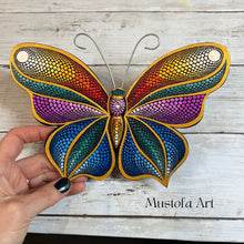 Load image into Gallery viewer, Medium Magical Butterfly Hand carved and Dot Painted by Mustofa Art Various Options
