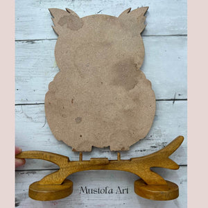 Unpainted Wooden Owl Figurines by Mustofa Art