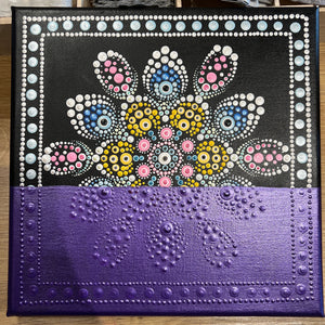 Half and Half 10"x 10" Mandala Acrylic on Stretched Canvas