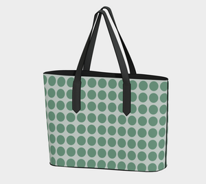 Vegan Leather Bag Green Dots with Brown Straps