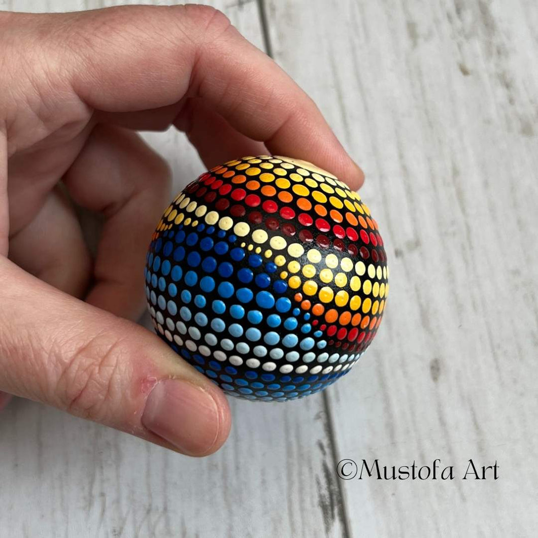 Small Round Wooden Mandala Balls by Mustofa Art