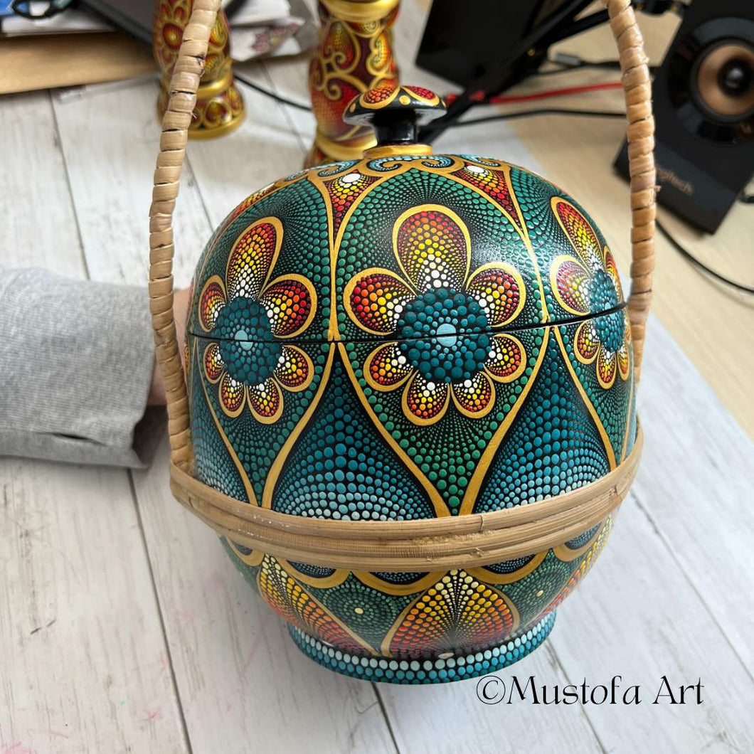 Jar with Hand Woven Rattan Spring by Mustofa Art Various Options