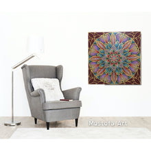 Load image into Gallery viewer, Beautiful 31.5&quot; Mandala Painting Burgundy Background by Mustofa Art
