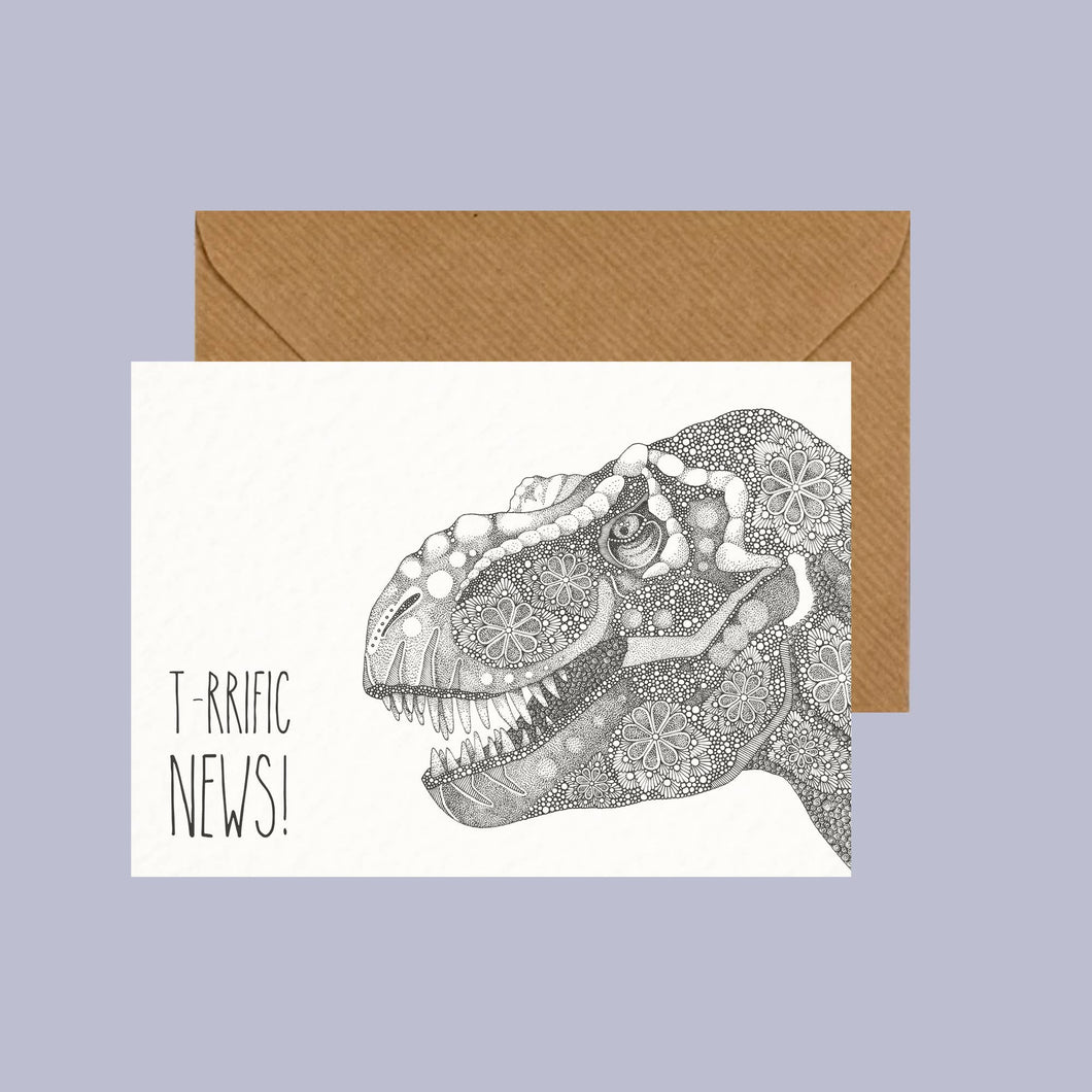 T-rrific News - Pun Greeting Card