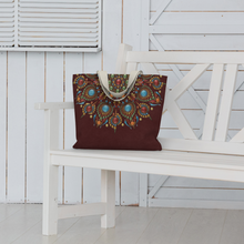 Load image into Gallery viewer, Autumnal Equinox Mandala Lined Tote Bag
